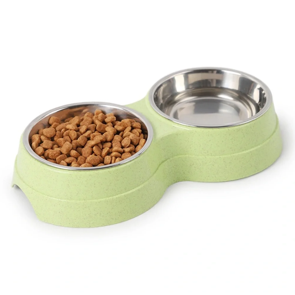 COPY - Final sale:New stainless steel double bowls with plastic stand